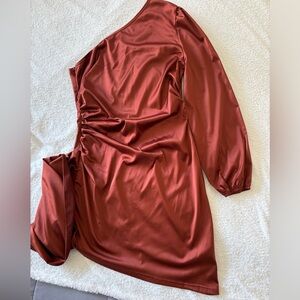 Shein Size Large One Shoulder Color Wine Dress